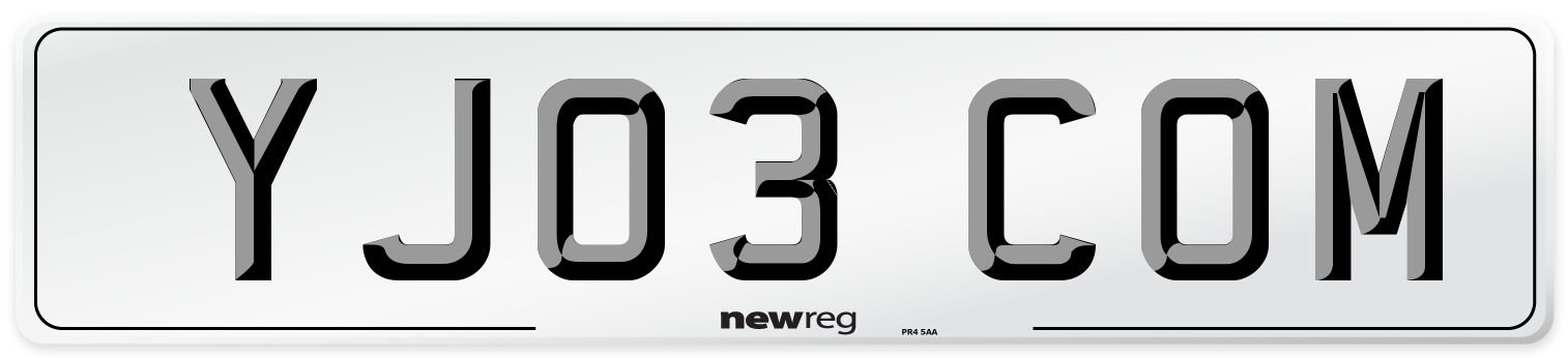 YJ03 COM Number Plate from New Reg